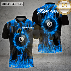 Maxcorners Billiards Shirt Fire 8 Ball Flame Energy Multioptions Personalized Name, Team Name Unisex 3D Shirt