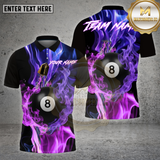 Maxcorners Billiards Shirt Neon Purple 8 Ball Smoke Fusion Multioptions Personalized Name, Team Name Unisex 3D Shirt