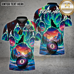 Maxcorners Billiards Shirt Wolf Galaxy 8 Ball Mountain Sunset Multioptions Personalized Name, Team Name Unisex 3D Shirt