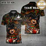 Maxcorners Bowling Shirt Graffiti Cat Horror Strike Multioptions Personalized Name, Team Name Unisex 3D Shirt