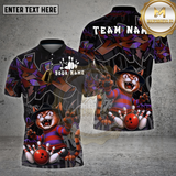 Maxcorners Bowling Shirt Graffiti Cat Horror Strike Multioptions Personalized Name, Team Name Unisex 3D Shirt