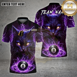Maxcorners Billiards Shirt Lightning Cat 8 Ball Power Multioptions Personalized Name, Team Name Unisex 3D Shirt