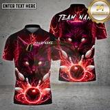 Maxcorners Bowling Shirt Lightning Cat Strike Power Multioptions Personalized Name, Team Name Unisex 3D Shirt