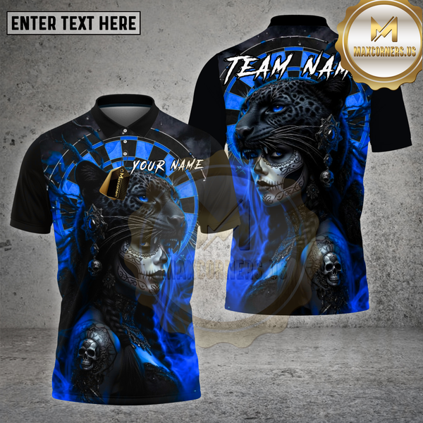 Maxcorners Darts Shirt Panther Sugar Skull Queen Multioptions Personalized Name, Team Name Unisex 3D Shirt