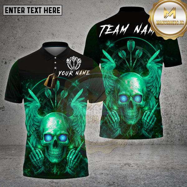 Maxcorners Darts Shirt Skull Wings Neon Glow Multioptions Personalized Name, Team Name Unisex 3D Shirt