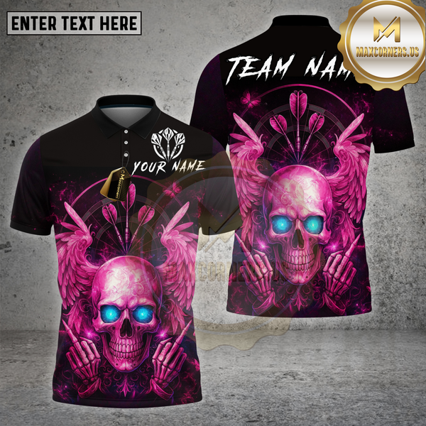 Maxcorners Darts Shirt Skull Wings Neon Glow Multioptions Personalized Name, Team Name Unisex 3D Shirt
