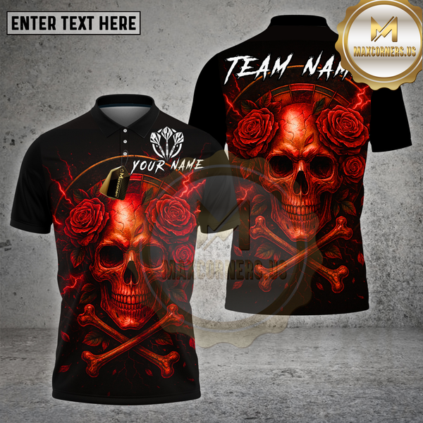 Maxcorners Darts Shirt Skull Roses Inferno Power Multioptions Personalized Name, Team Name Unisex 3D Shirt