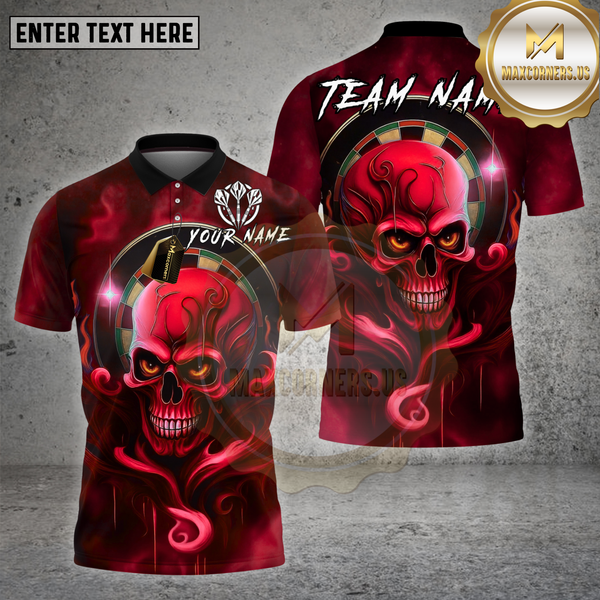 Maxcorners Darts Shirt Skull Flame Eye Inferno Multioptions Personalized Name, Team Name Unisex 3D Shirt