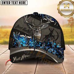 Maxcorners Deer Hunting Dark Leather Camouflage Heartbeat Line Personalized Name 3D Cap (6 Colors)