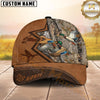 Maxcorners Hunting Forest Camo Leather Pattern Look Personalized Name 3D Cap (Deer/Moose/Boar/Turkey/Duck)