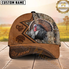 Maxcorners Hunting Forest Camo Leather Pattern Look Personalized Name 3D Cap (Deer/Moose/Boar/Turkey/Duck)