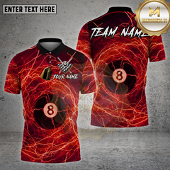 Maxcorners Billiards Shirt Lightning 8 Ball Pattern Multi Options Personalized Name, Team Name Unisex 3D Shirt (4 Colors)