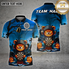 Maxcorners Darts Shirt Halloween Bear Pumpkin Dartboard Multioptions Personalized Name, Team Name Unisex 3D Shirt (4 Colors)