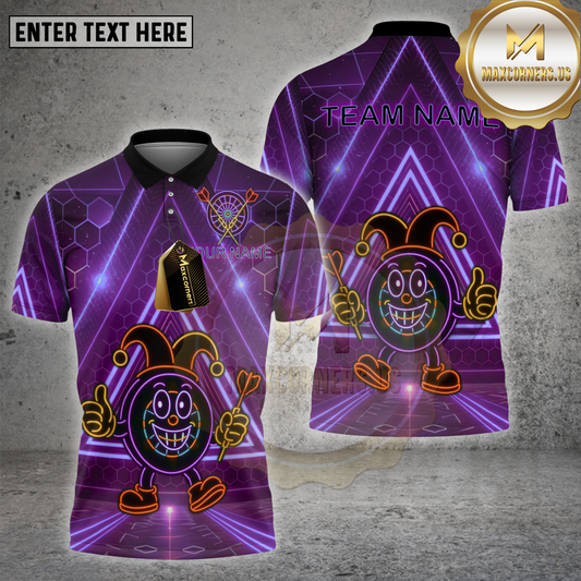 Maxcorners Darts Dartboard Neon Joker Thumbs Up Style Multicolor Options Personalized Name, Team Name 3D Shirt (4 Colors)