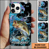 Maxcorners Fishing Neon Scale Texture Water Splash Personalized Name Phone Case (10 Fish Species)
