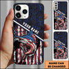 Maxcorners Fishing Patriotic USA Flag Honeycomb Tech Style Personalized Name Phone Case (10 Fish Species)