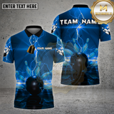 Maxcorners Bowling Shirt Bowling Ball Lightning Pins Multioptions Personalized Name, Team Name Unisex 3D Shirt (4 Colors)