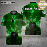 Maxcorners Bowling Shirt Bowling Ball Lightning Pins Multioptions Personalized Name, Team Name Unisex 3D Shirt (4 Colors)