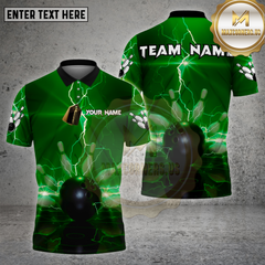Maxcorners Bowling Shirt Bowling Ball Lightning Pins Multioptions Personalized Name, Team Name Unisex 3D Shirt (4 Colors)
