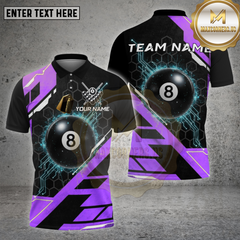 Maxcorners Billiards Shirt 8 Ball Cyber Tech Glow Multioptions Personalized Name, Team Name Unisex 3D Shirt (4 Colors)