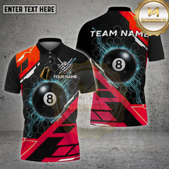 Maxcorners Billiards Shirt 8 Ball Cyber Tech Glow Multioptions Personalized Name, Team Name Unisex 3D Shirt (4 Colors)