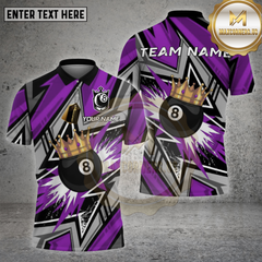 Maxcorners Billiards Shirt 8 Ball Crown Splash Multioptions Personalized Name, Team Name Unisex 3D Shirt (4 Colors