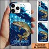 Maxcorners Fishing Blue Ocean Compass Star Pop Art Personalized Name Phone Case (10 Fish Species)