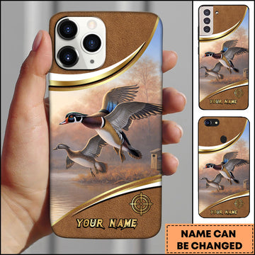 Maxcorners Duck Hunting Flying Mallard Art Personalized Name Phone Case