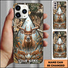 Maxcorners Deer Hunting Duo Antlers Forest Geometry Personalized Name 3D Phonecase