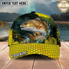 Maxcorners Fishing Yellow Honeycomb Splash Personalized Name 3D Cap (12 Fish Species)