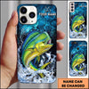 Maxcorners Blue Marble Hexagon Water Splash Personalized Name Phone Case (13 Fish Species)
