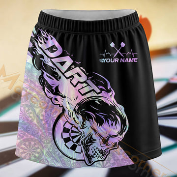 Maxcorners Darts Purple Wolf Dartboard Personalized 3D Skort, Skirts With Shorts