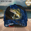 Maxcorners Catfish Blue Camo Splash Personalized Name 3D Cap (12 Fish Species)