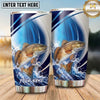 Maxcorners Fishing Tumbler Blue Silver Swoosh Wave Design Personalized Name Tumbler (13 Species)