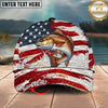 Maxcorners Fishing Patriotic Flag Swirl Personalized Name 3D Cap (12 Fish Species)