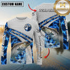 Maxcorners Largemouth Bass Fishing Honeycomb Electric Water Splash Personalized Name, Team Name Long Sleeve Shirt (11 Fish Species)