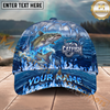 Maxcorners Fishing Blue Flame Ocean Multiple Options Personalized Name 3D Cap (11 Fish Species)