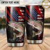 Maxcorners Fishing Tumbler Black Red Patriotic Slash Design Personalized Name Tumbler (13 Species)