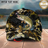 Maxcorners Fishing Woodland Camouflage Splash Personalized Name 3D Cap (12 Fish Species)