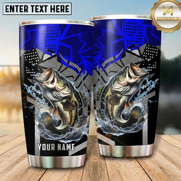 Maxcorners Fishing Tumbler Royal Blue Futuristic Maze Design Personalized Name Tumbler (13 Species)