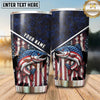 Maxcorners Fishing Tumbler Dark Patriotic Flag Emblem Design Personalized Name Tumbler (13 Species)