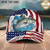 Maxcorners Fishing Patriotic Ripped Ocean Personalized Name 3D Cap (12 Fish Species)