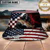 Maxcorners Grim Reaper Fishing American Flag Personalized Name 3D Bucket Hat (12 Fish Species)