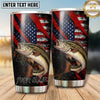 Maxcorners Fishing Tumbler Black Red Patriotic Slash Design Personalized Name Tumbler (13 Species)