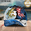 Maxcorners Fishing Largemouth Bass USA Flag Custom Name Personalized Cap (12 Fish Species)