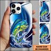 Maxcorners Fishing Blue Ocean Wave Personalized Name Phone Case (12 Fish Species)