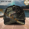 Maxcorners Fishing Reaper Dark American Flag Multiple Options Personalized Name 3D Cap (12 Fish Species)