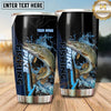 Maxcorners Fishing Tumbler Black Blue Vertical Splash Design Personalized Name Tumbler (13 Species)