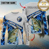 Maxcorners Largemouth Bass Fishing Honeycomb Electric Water Splash Personalized Name, Team Name Long Sleeve Shirt (11 Fish Species)