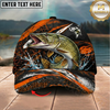 Maxcorners Fishing Orange Lightning Water Splash Personalized 3D Cap (12 Fish Species)
